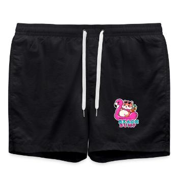 Ventre de plage Grossesse d’été Flamants roses Fun - Short de bain - noir - Devant - AI Model Male 185 light (185cm)