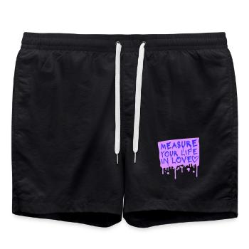 Measure Your Life In Love Inspirierend Liebe Logo - Badeshorts - Schwarz - Vorne - AI Model Male 185 light (185cm)