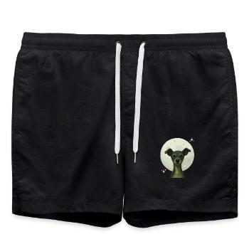 Nächtlicher Hund vor dem Vollmond - Badeshorts - Schwarz - Vorne - AI Model Male 185 light (185cm)