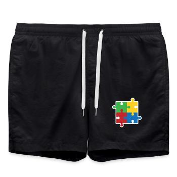 Autism Puzzle Icon - Swim Trunks - black - Front - AI Model Male 185 light (185cm)