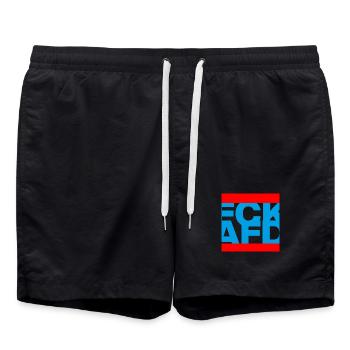 FCK AFD, NIE WIEDER IST JETZT, NO NZS, NO AFD - Swim Trunks - black - Front - AI Model Male 185 light (185cm)