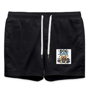 Dog dad design paw love style - Swim Trunks - black - Front - AI Model Male 185 light (185cm)