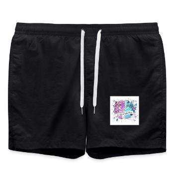 Be kind to your mind – Schmetterlingherz - Badeshorts - Schwarz - Vorne - AI Model Male 185 light (185cm)