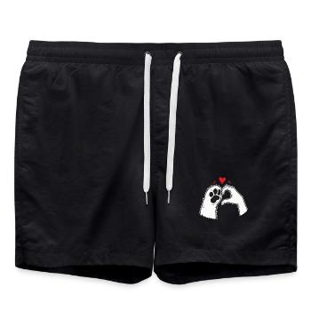 T-shirt Amour de Chat Patte Main Coeur - Short de bain - noir - Devant - AI Model Male 185 light (185cm)