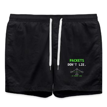 Packets Dont Lie Netzwerk IT Humor Geschenk - Badeshorts - Schwarz - Vorne - AI Model Male 185 light (185cm)