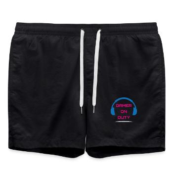 Gamer On Duty Videospiel - Badeshorts - Schwarz - Vorne - AI Model Male 185 light (185cm)