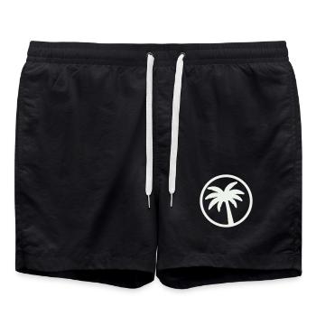 Palmen Silhouette Tropen Emblem - Badeshorts - Schwarz - Vorne - AI Model Male 185 light (185cm)