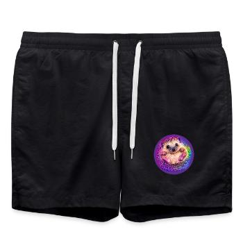 Regenbogen-Igel  - Badeshorts - Schwarz - Vorne - AI Model Male 185 light (185cm)