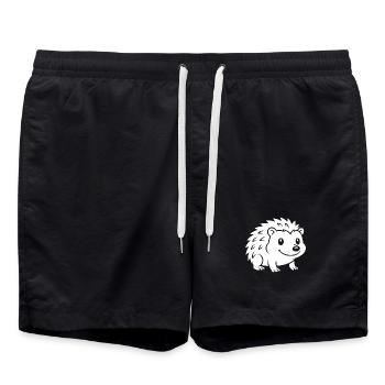 Hedgehog Silhouette Autumn Animal Motif - Swim Trunks - black - Front - AI Model Male 185 light (185cm)