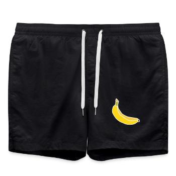 Banane jaune – Illustration fruitée minimaliste - Short de bain - noir - Devant - AI Model Male 185 light (185cm)