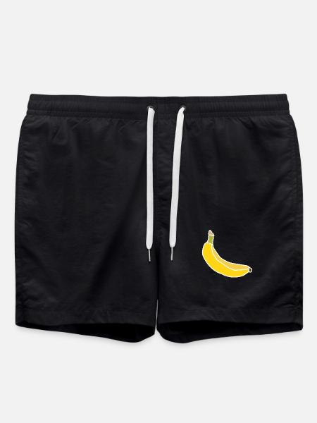 Gelbe Banane – Minimalistische fruchtige Illustration - Badeshorts - Schwarz