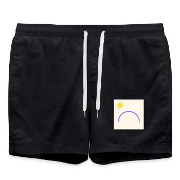 Purple bow in minimal sun - Swim Trunks - black - Front - AI Model Male 185 light (185cm)