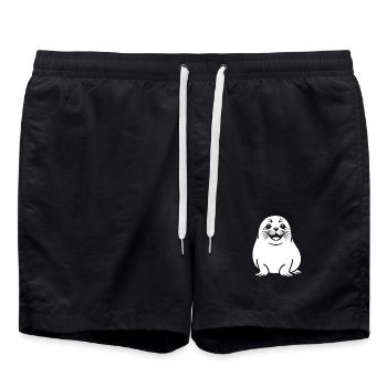 Silhouette de phoque mignonne - Short de bain - noir - Devant - AI Model Male 185 light (185cm)