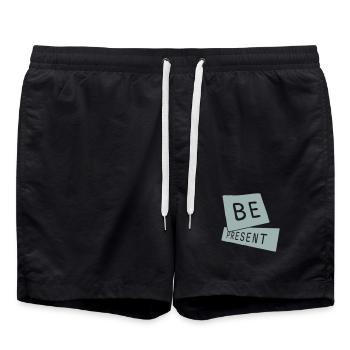 Soyez présent en ce moment, ici et maintenant Texte de citation - Short de bain - noir - Devant - AI Model Male 185 light (185cm)