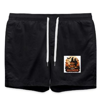 Halloween Night Pumpkins - Swim Trunks - black - Front - AI Model Male 185 light (185cm)
