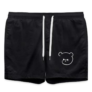 Cute teddy bear with button eyes - Swim Trunks - black - Front - AI Model Male 185 light (185cm)