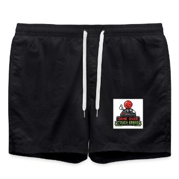 Game Over Touch Grass Pixel - Swim Trunks - black - Front - AI Model Male 185 light (185cm)