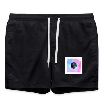 Earth in pastel galaxy - Swim Trunks - black - Front - AI Model Male 185 light (185cm)