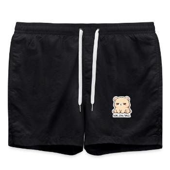 KuschelBär: Nope. Still Tired. - Badeshorts - Schwarz - Vorne - AI Model Male 185 light (185cm)