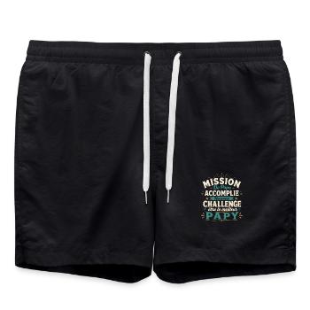 Mission De Papa Accomplie Cadeau Pour Futur Papy - Short de bain - noir - Devant - AI Model Male 185 light (185cm)
