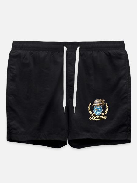 Servus Bayern Edelweiss - Badeshorts - Schwarz