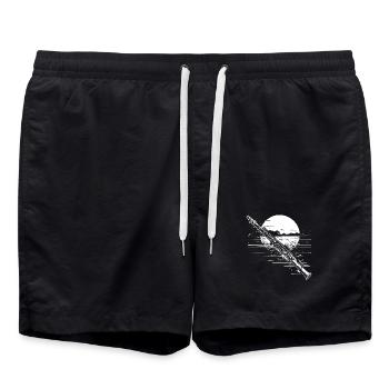 Flöte Zeichnung - Badeshorts - Schwarz - Vorne - AI Model Male 185 light (185cm)