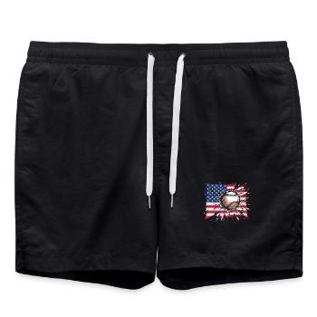 Patriotische US-Flagge-Baseball-Grafik - Badeshorts - Schwarz - Vorne - AI Model Male 185 light (185cm)