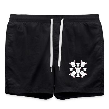 Cartoon-Alpaka-Gesichter - Badeshorts - Schwarz - Vorne - AI Model Male 185 light (185cm)