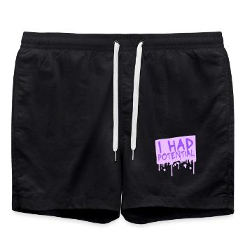 I Had Potential Ich Hatte Potenzial Spruch Logo Te - Badeshorts - Schwarz - Vorne - AI Model Male 185 light (185cm)