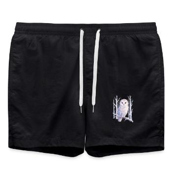 PolygonEule im Pastellwald - Badeshorts - Schwarz - Vorne - AI Model Male 185 light (185cm)
