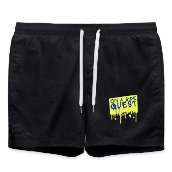On A Side Quest Gaming Adventure Spruch Logo Text - Badeshorts - Schwarz - Vorne - AI Model Male 185 light (185cm)
