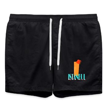 Istanbul Vintage Design - Badeshorts - Schwarz - Vorne - AI Model Male 185 light (185cm)