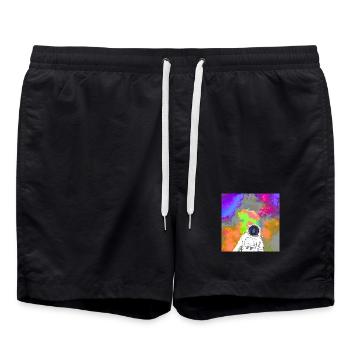 Astronaut im Farbnebel - Badeshorts - Schwarz - Vorne - AI Model Male 185 light (185cm)