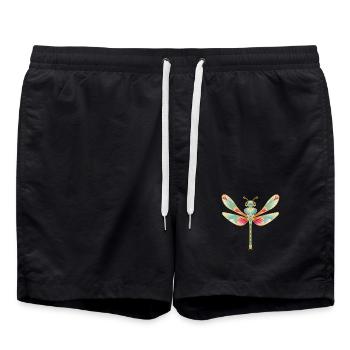 Magische Libelle im Buntglas-Stil - Badeshorts - Schwarz - Vorne - AI Model Male 185 light (185cm)