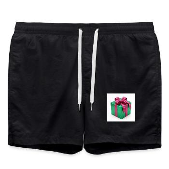 Grünes Geschenkpaket - Badeshorts - Schwarz - Vorne - AI Model Male 185 light (185cm)