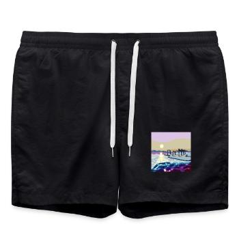 Westlich über die Wellen mit einem Pier - Badeshorts - Schwarz - Vorne - AI Model Male 185 light (185cm)