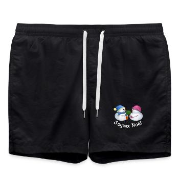 Joyeux Noël Schneemann Paar - Französisch - Badeshorts - Schwarz - Vorne - AI Model Male 185 light (185cm)