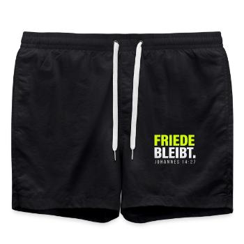 Friede bleibt – Johannes 14,27 - Badeshorts - Schwarz - Vorne - AI Model Male 185 light (185cm)