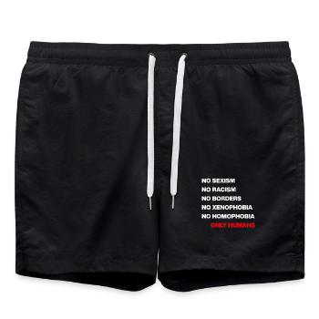 NO SEXISM NO RACISM NO BORDERS ONLY HUMANS NO NZS - Badeshorts - Schwarz - Vorne - AI Model Male 185 light (185cm)
