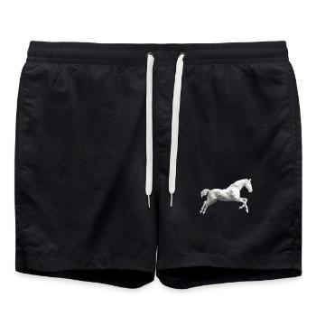White Horse Low Poly Logo Art Design Mold - Swim Trunks - black - Front - AI Model Male 185 light (185cm)