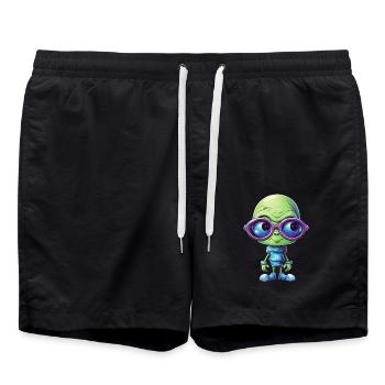 Nerdy alien avec des lunettes - Short de bain - noir - Devant - AI Model Male 185 light (185cm)
