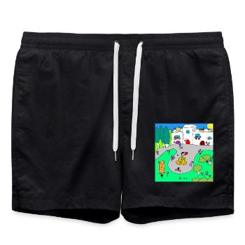 Kuoro village - Swim Trunks - black - Front - AI Model Male 185 light (185cm)