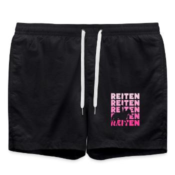 Reiten Reiterin Pferde - Badeshorts - Schwarz - Vorne - AI Model Male 185 light (185cm)