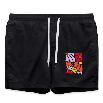 Boho Flowers Spring Summer Garden Nature - Swim Trunks - black - Front - AI Model Male 185 light (185cm)