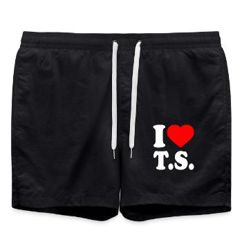 I love ts - Badeshorts - Schwarz - Vorne - AI Model Male 185 light (185cm)