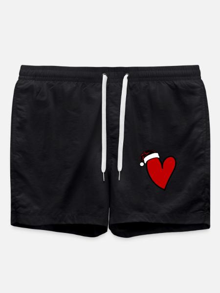Herz Weihnachten - Badeshorts - Schwarz