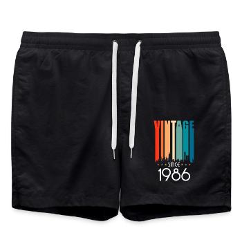 Vintage 1986 86 Birthday Retro Vintage Gift - Swim Trunks - black - Front - AI Model Male 185 light (185cm)