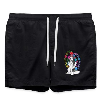 Fleurs Printemps Fantaisie Sexy Fille Printemps Début - Short de bain - noir - Devant - AI Model Male 185 light (185cm)