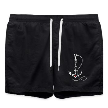 Ostseeliebe - Herz im Anker - Badeshorts - Schwarz - Vorne - AI Model Male 185 light (185cm)