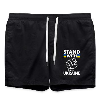 stand with ukraine - Swim Trunks - black - Front - AI Model Male 185 light (185cm)